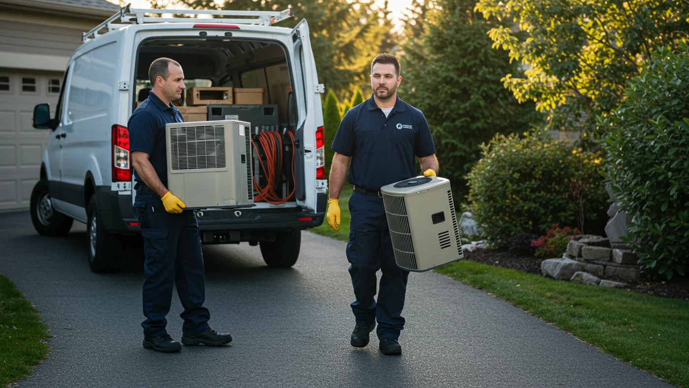 The AeroFusion Heating & Cooling installation team